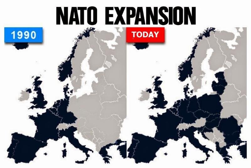 Карта расширения нато на восток по годам