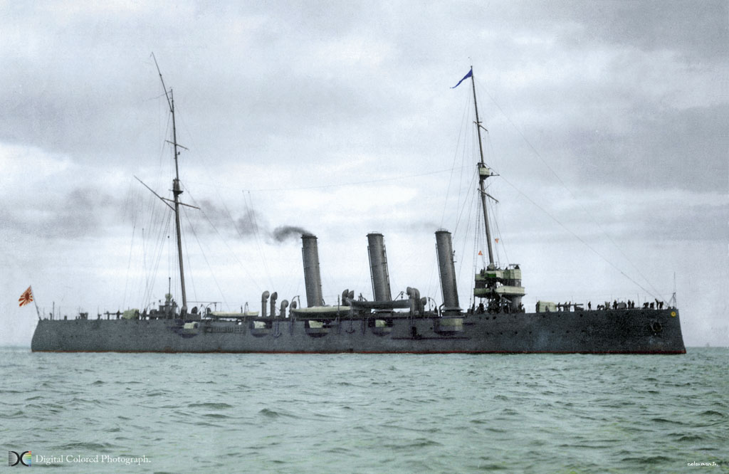 Sep.3,1906: Protected-cruiser "Otowa" at Kobe.
