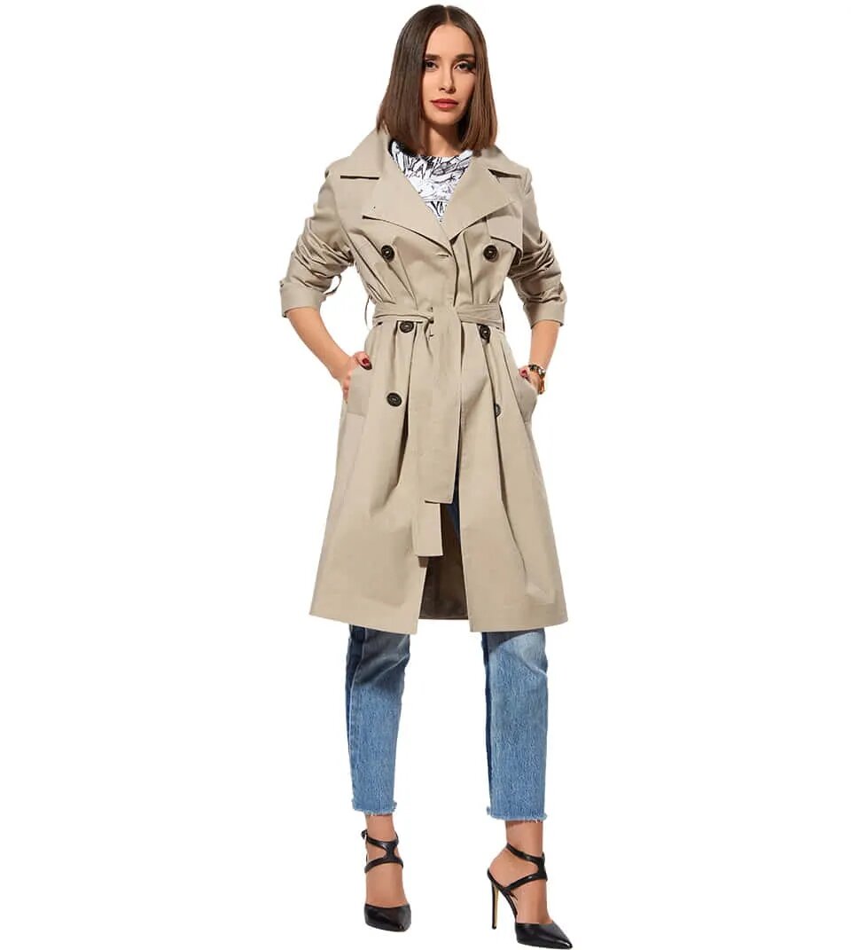 Плащ тренч COME PRIMA SS 1809 в бежевом цвете