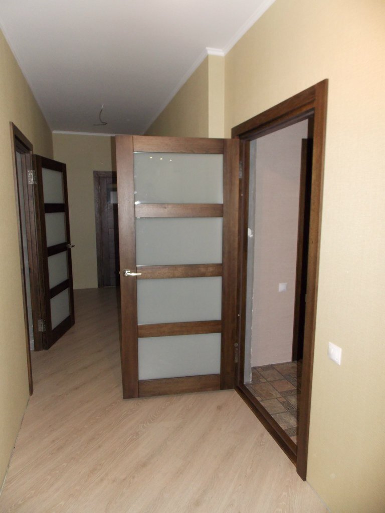 Фото дверей в интерьере. Обратите внимание на телескопическую обналичку