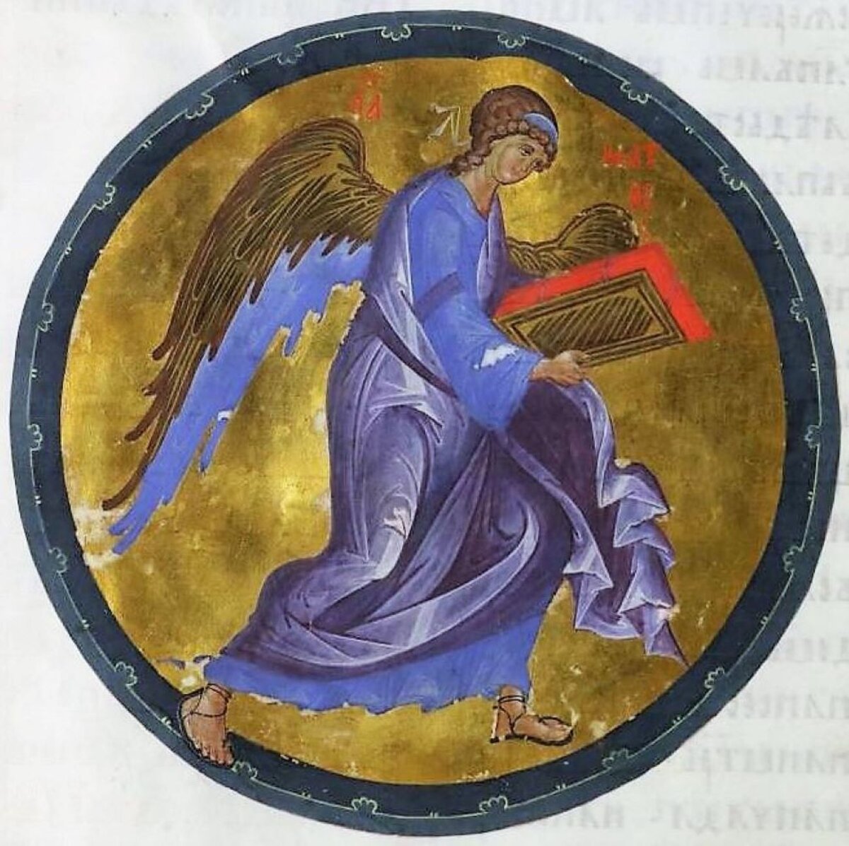Ангел, символ евангелиста Матфея. Андрей Рублёв, 1390-е годы. РГБ, Москва