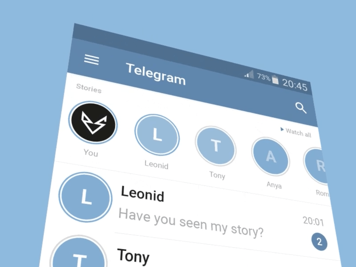 "Сторис" в ленте Telegram