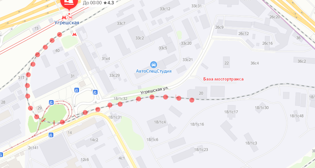 пунктиром показан наш путь