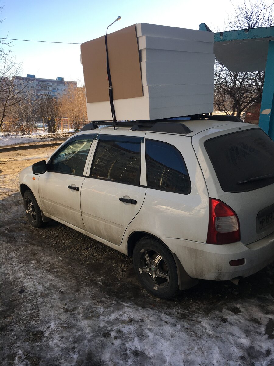 Пенопласт на багажника Калины. 8 сверху и 2 внутри.