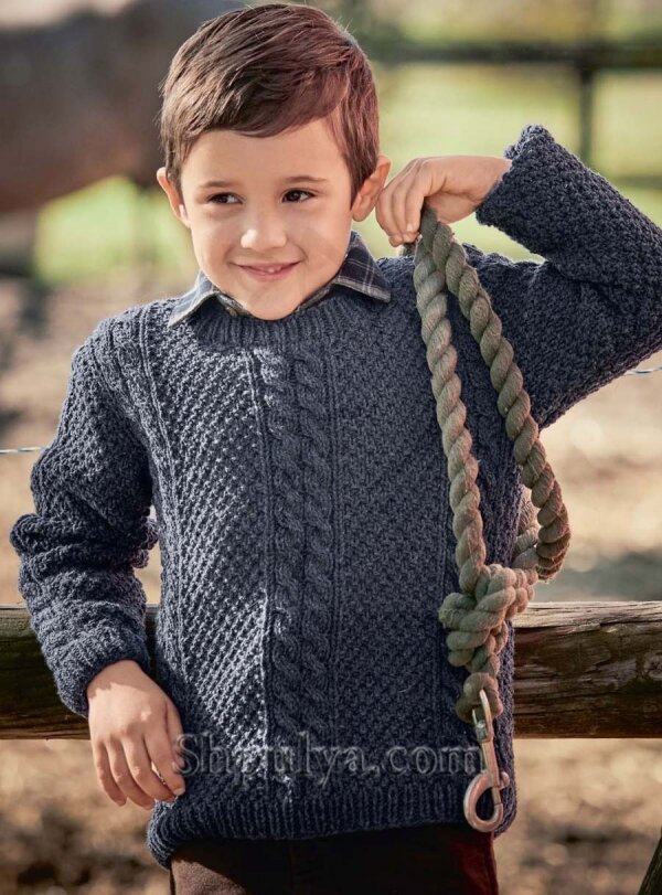 Свитер для мальчика спицами с круглой кокеткой - Портал рукоделия и моды