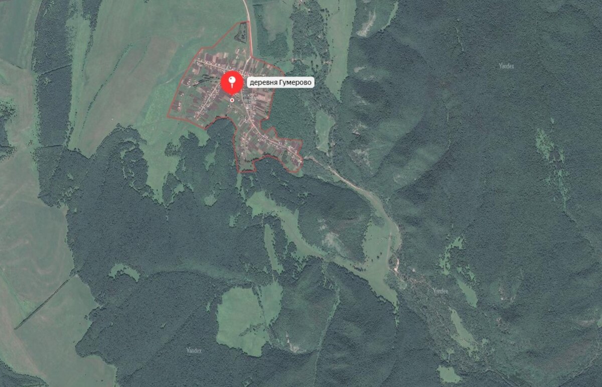 Деревня Гумерово. После нее ехать парку км, связи там нет