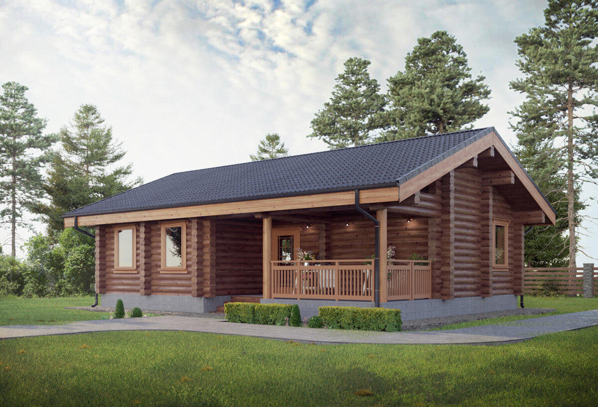 Проект деревянного дома из оцилиндрованного бревна S-214 от Экохоум