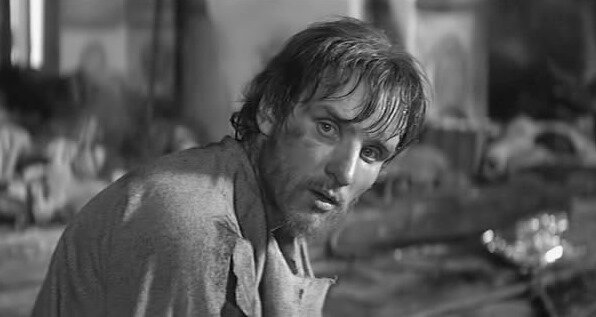 А Солоницын в роли Андрея Рублёва.