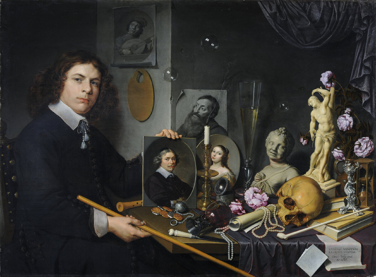 Дэвид Бейли. Автопортрет с символами Vanitas, 1651 г. Музей Лакенхаль, Лейден. © Museum De Lakenhal. 