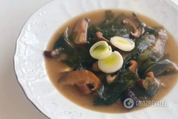 Мисо-суп с сушеными грибами