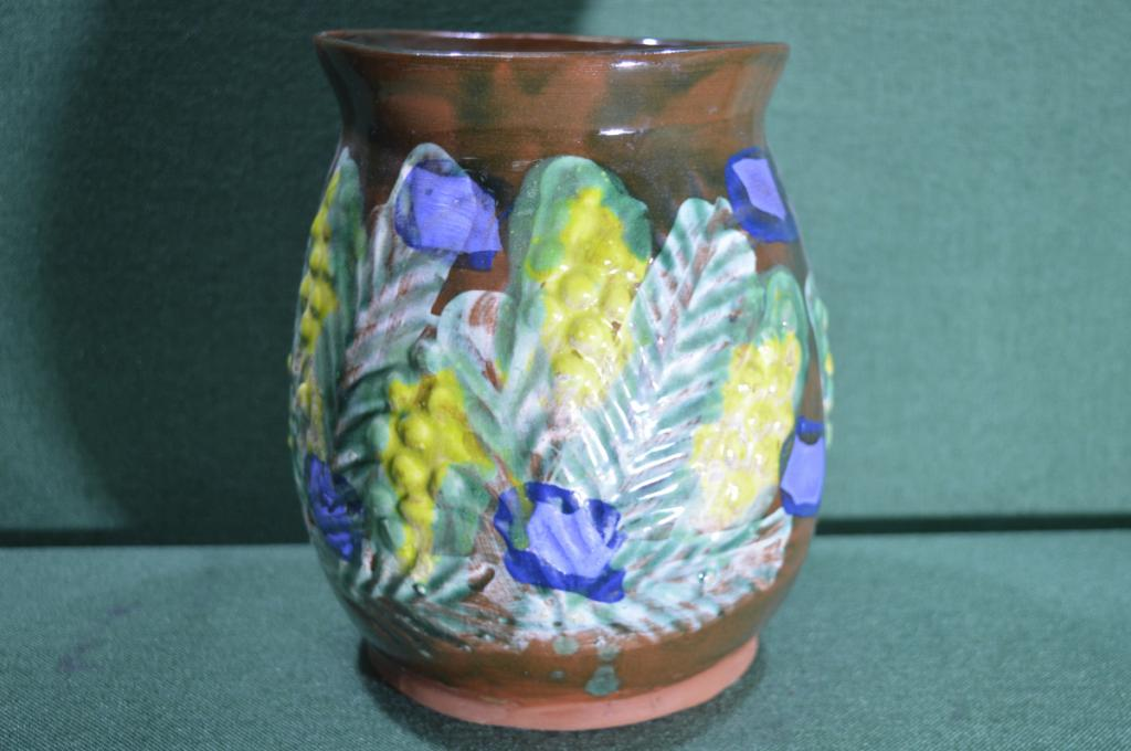 Ваза, бочонок. Объединение Гжель. Майолика.