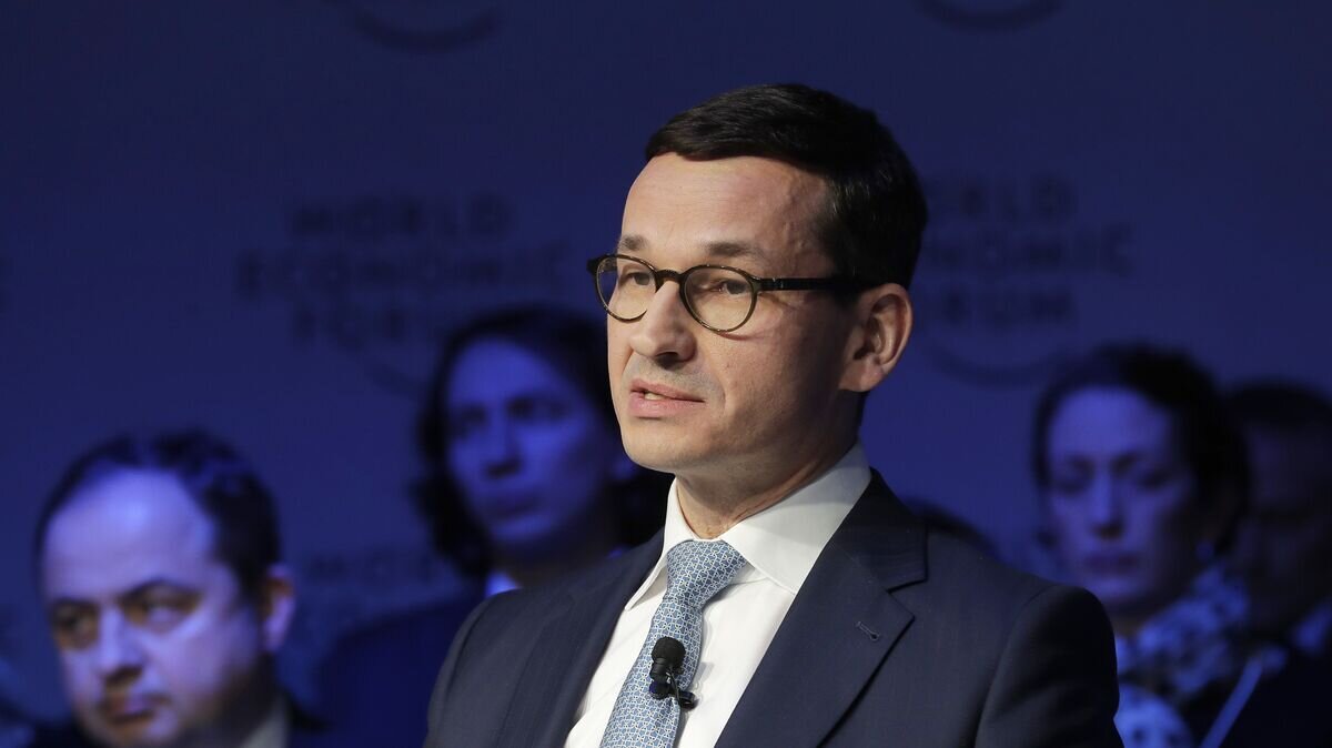    Премьер-министр Польши Матеуш Моравецкий на Всемирном экономическом форуме в Давосе. 27 январня 2018© AP Photo / Markus Schreiber