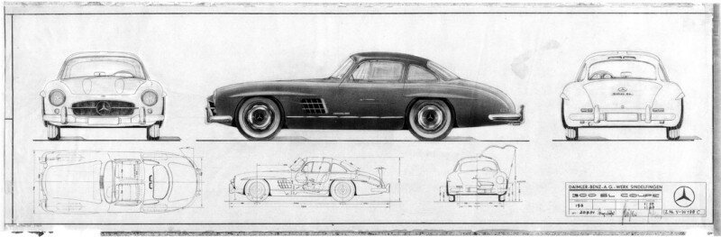 Чертеж общего вида может быть настоящим искусством. Посмотрите на старые работы инженеров Мерседес-Бенца!