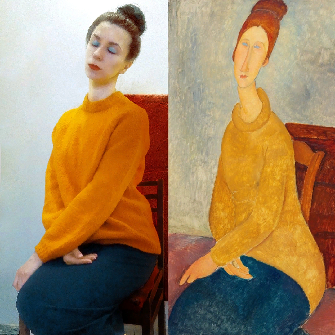 Амедео Модильяни "Жанна Эбютерн в желтом свитере" источник https://vk.com/izoizolyacia