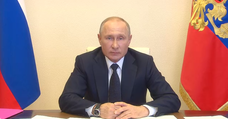 Принтскрин из видеообращения Путина 28 апреля