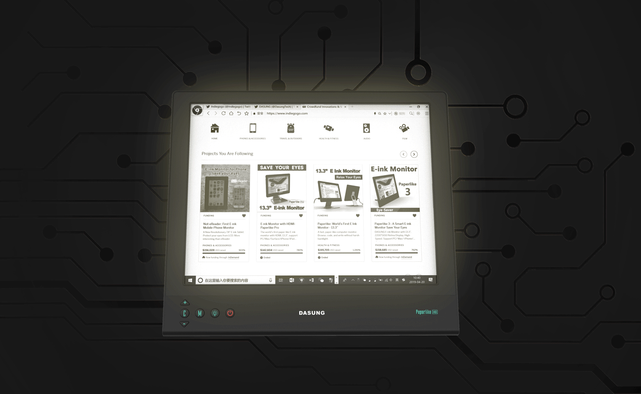 Совершенно новый бумажный электронный чернильный монитор DASUNG - теперь с сенсорным экраном и передней подсветкой
