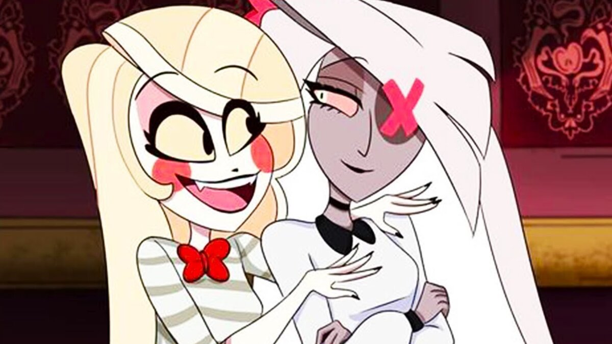 Дочь управляющего адом со своей подружкой. Скриншот из мультфильма.