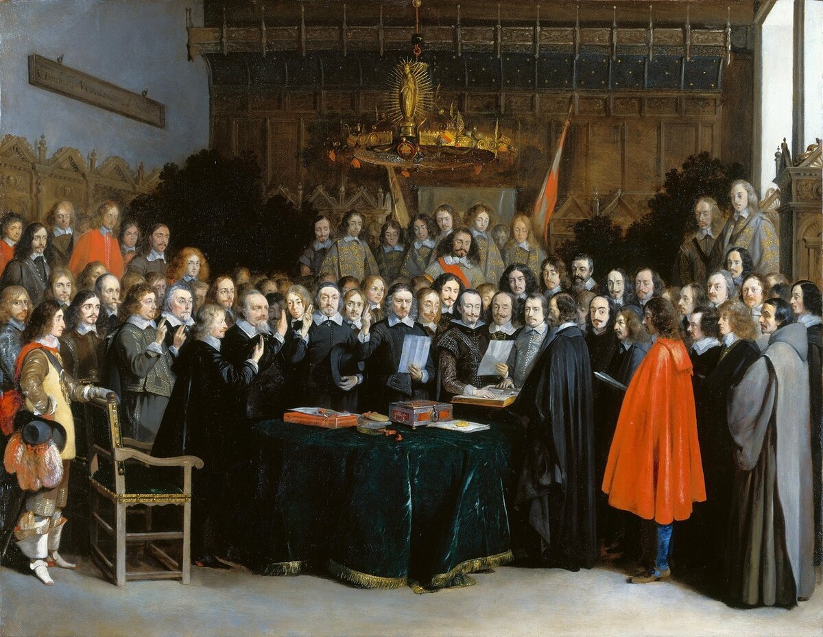 Подписание Вестфальского мира на картине Герарда Терборха, 1648-й год.