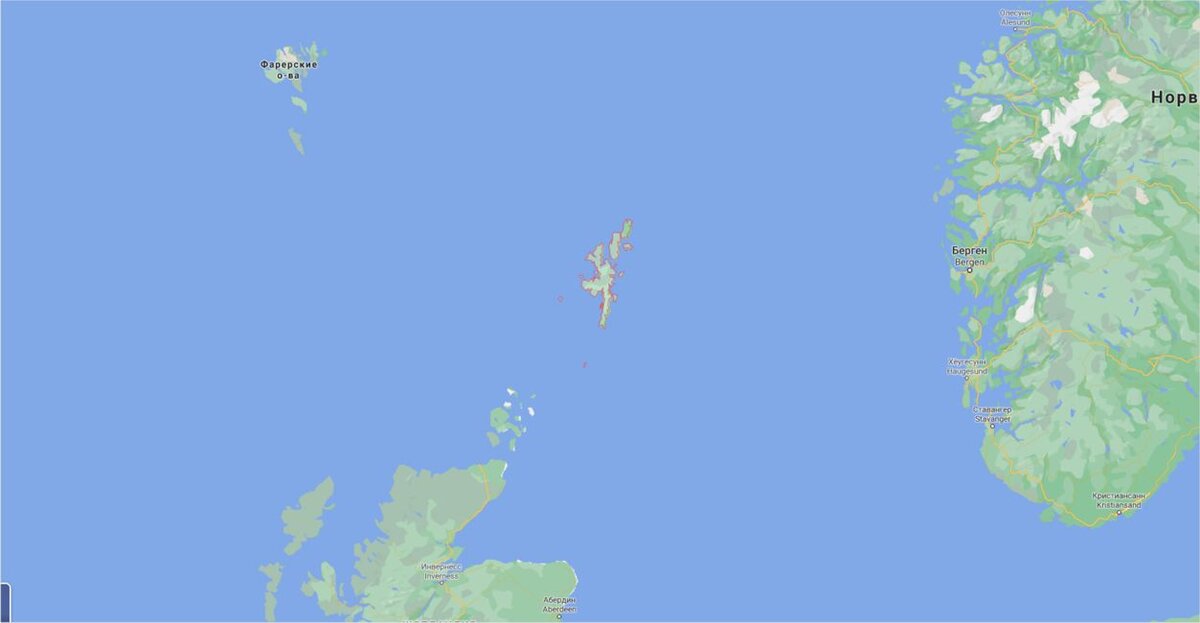 Шетлендские острова, это между Шотландией и Норвегией.