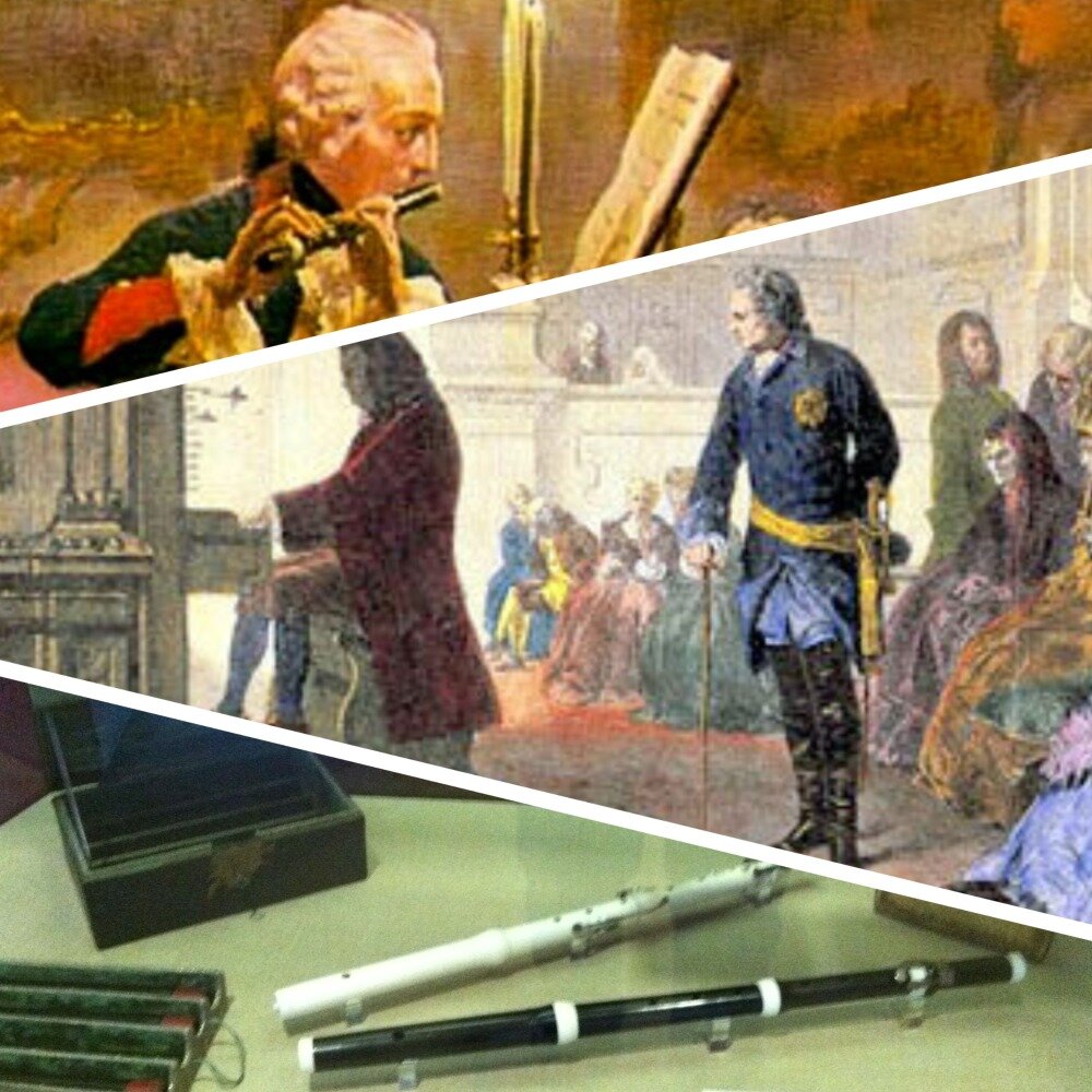 Фридрих играет на флейте. Бах и Фридрих. Флейты короля, cсозданные Кванцем.