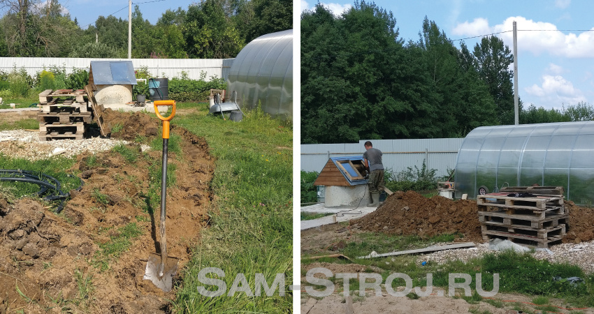 копка траншеи для водоснабжения