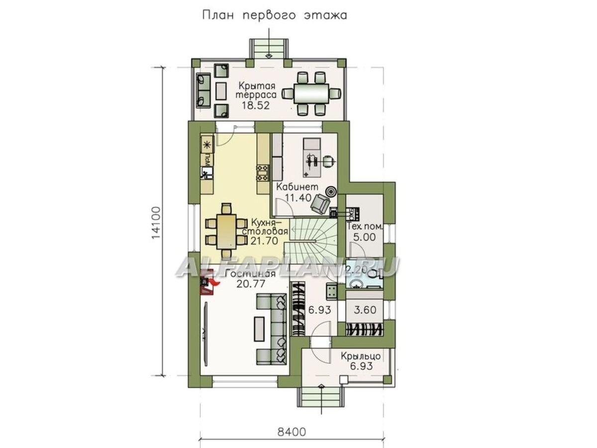 Планировка 1-го этажа дома 463Е «Западный бриз», © Владимир Тарасов