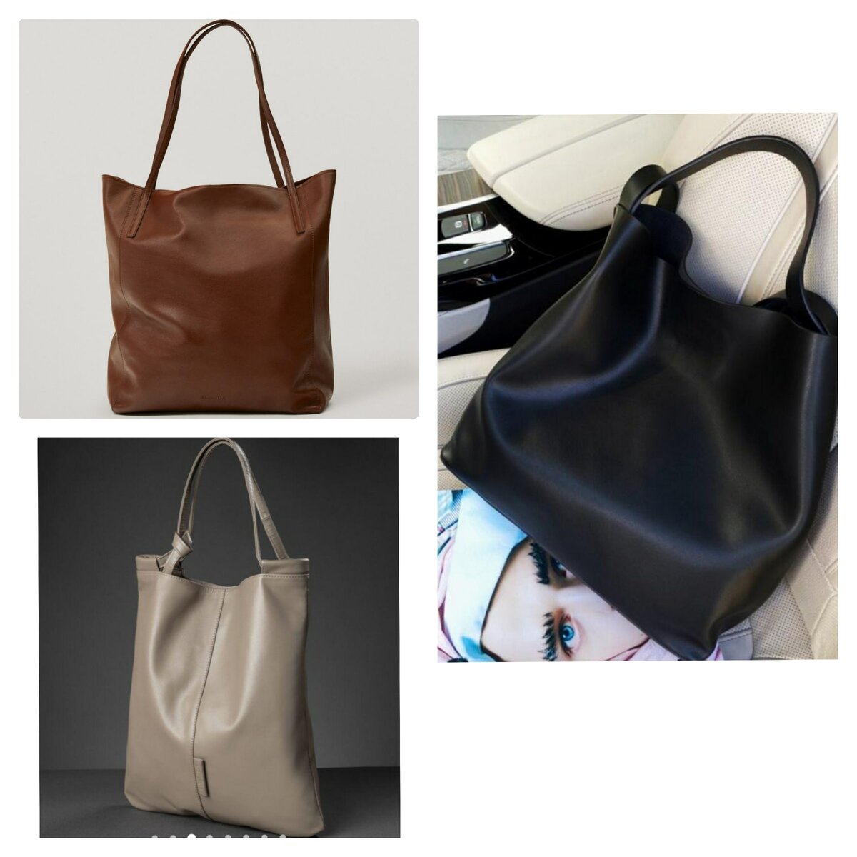 Сумки-шоперы в классическом исполнении: мягкая форма, минимум фурнитуры и деталей отделки. Бренды и цены перечислены под картинкой.