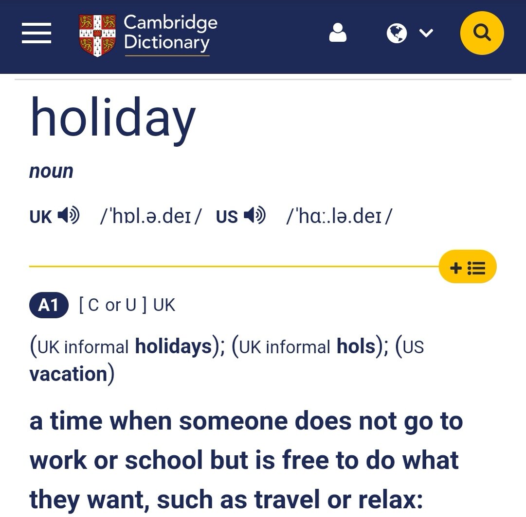 Скриншот из Cambridge Dictionary 