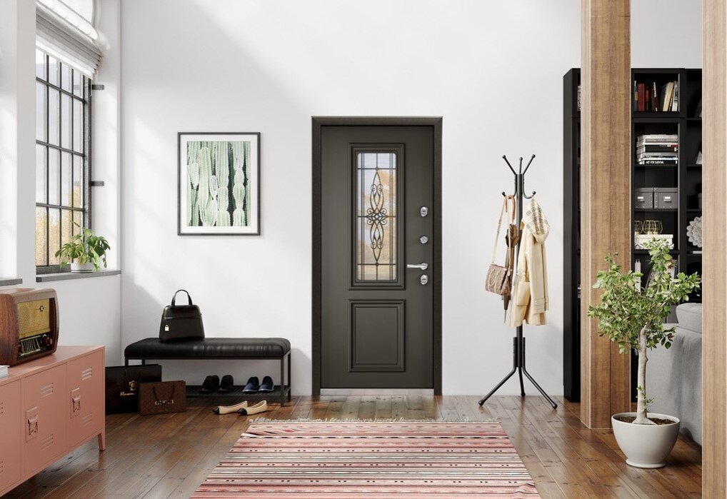 Дверь Snegir 55 с кованой решеткой в интерьере