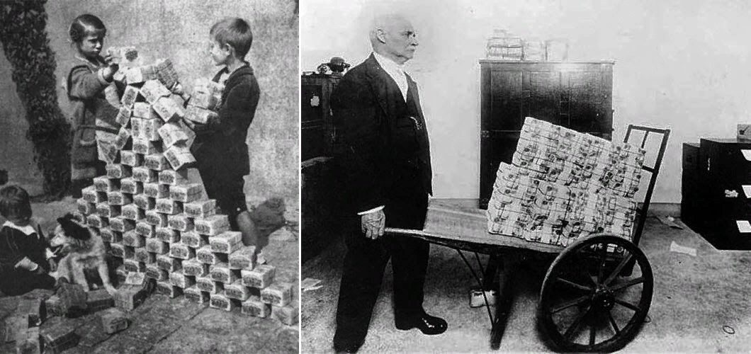 После 1 первая. Гиперинфляция в Германии 1921-1923. Инфляция в Германии 1923. Гиперинфляция в Германии 1923. Гиперинфляция в Веймарской Республике