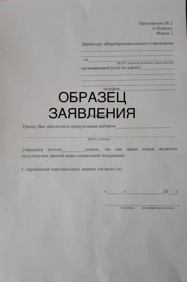 Заявление абсолютно такое же как и в первый раз.