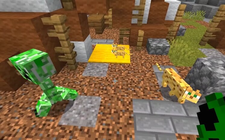 2.Криперы боятся оцелотов