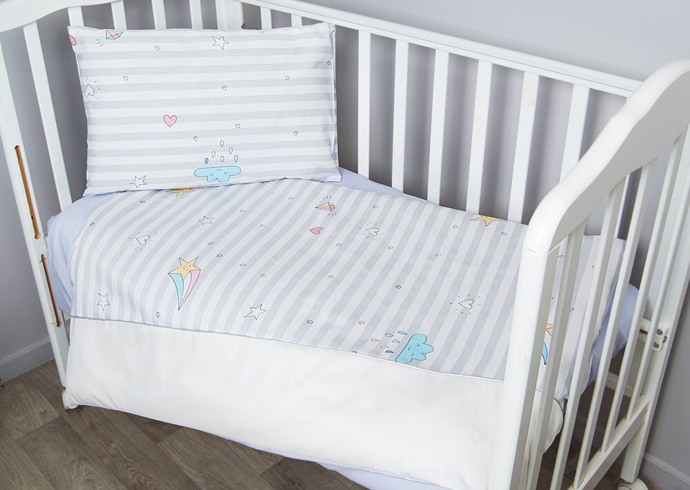 Комплект из 3 предметов "Серебряная нить": наволочка, пододеяльник, простынь