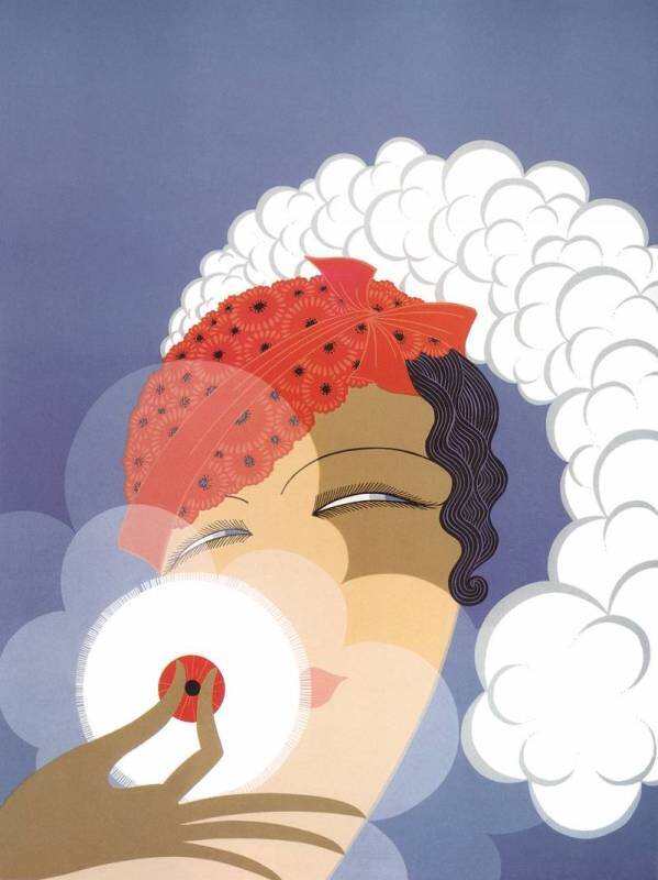 Эрте "Макияж", 1978.  610 х 483 мм. Erte Museum, официальный сайт - ww.ertemuseum.com