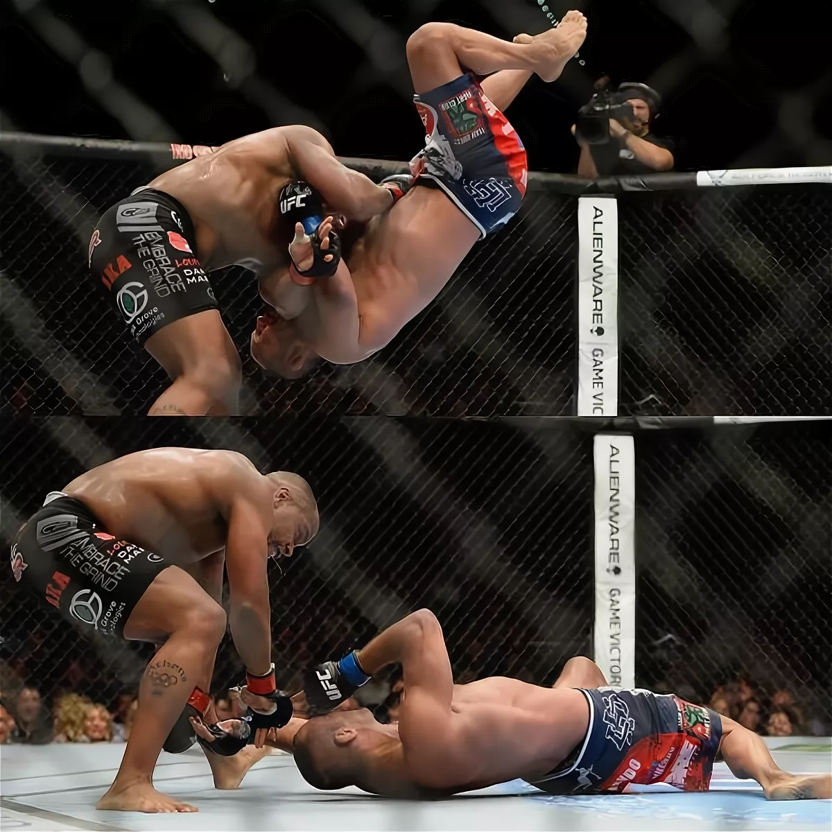 Даниэль Кормье бросает Хендерсона в 3 раунде.