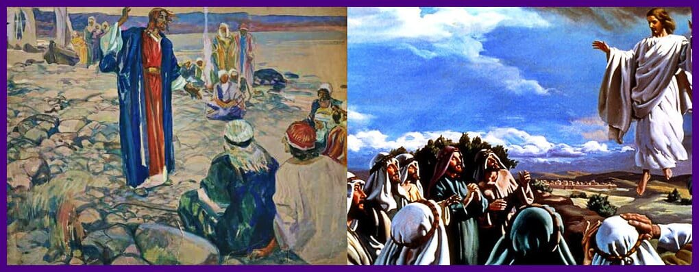 Беклемишев С.В."Наставление" (слева); "Вознесение" фреска (справа).