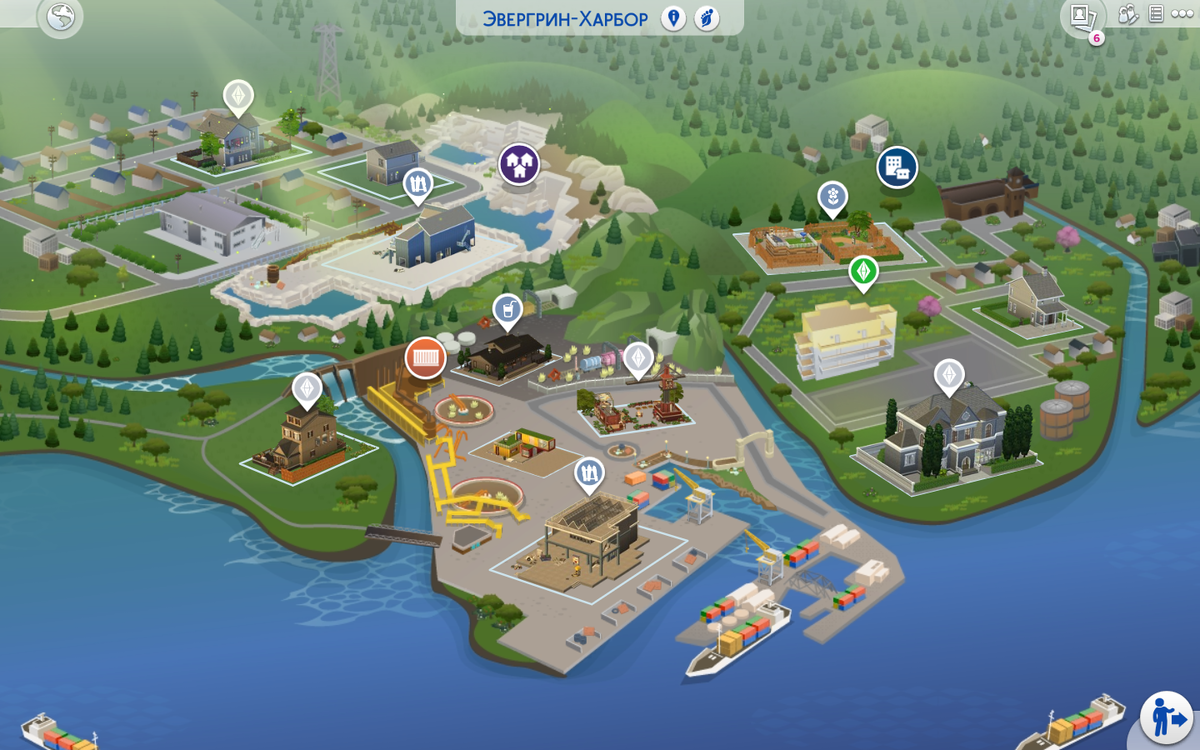 Карта города Эвергрин-Харбор