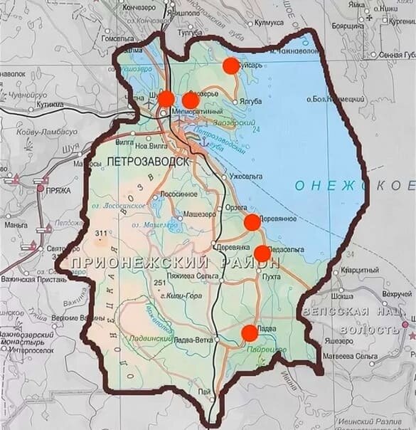 Прионежье на карте