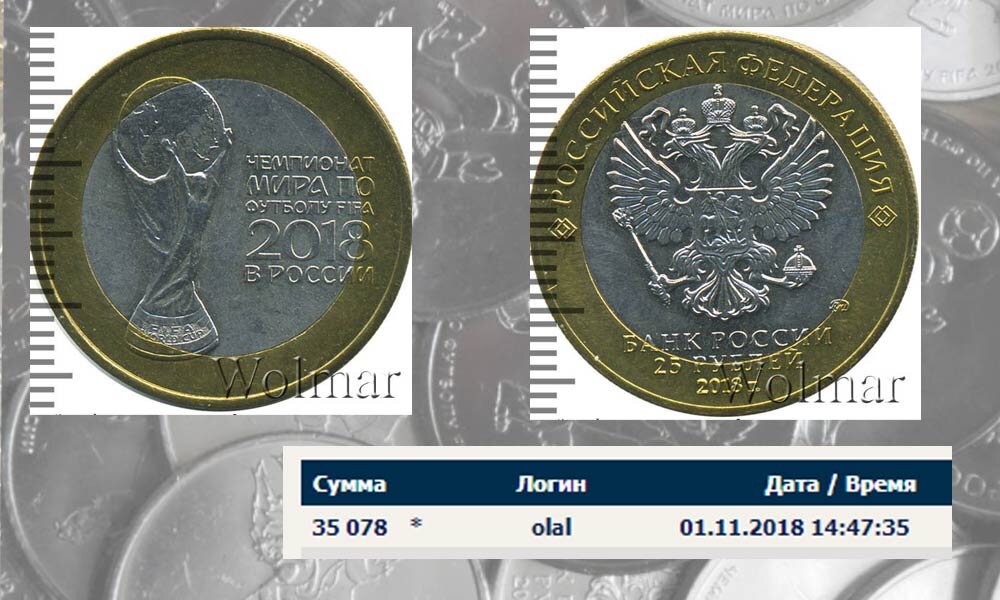 25 рублей 2018 года на биметаллическом кружке