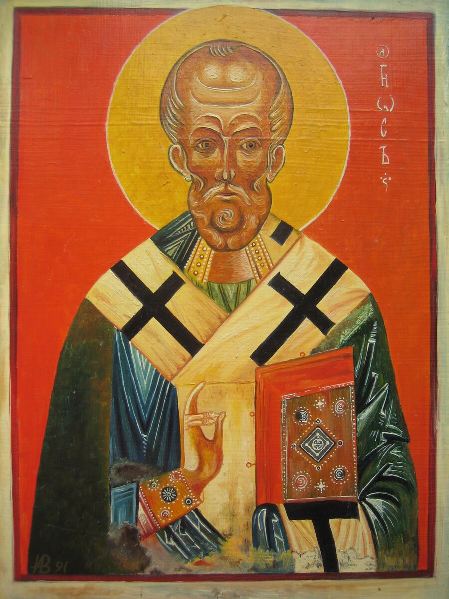 Копия иконы, выполненная автором (масло, картон)