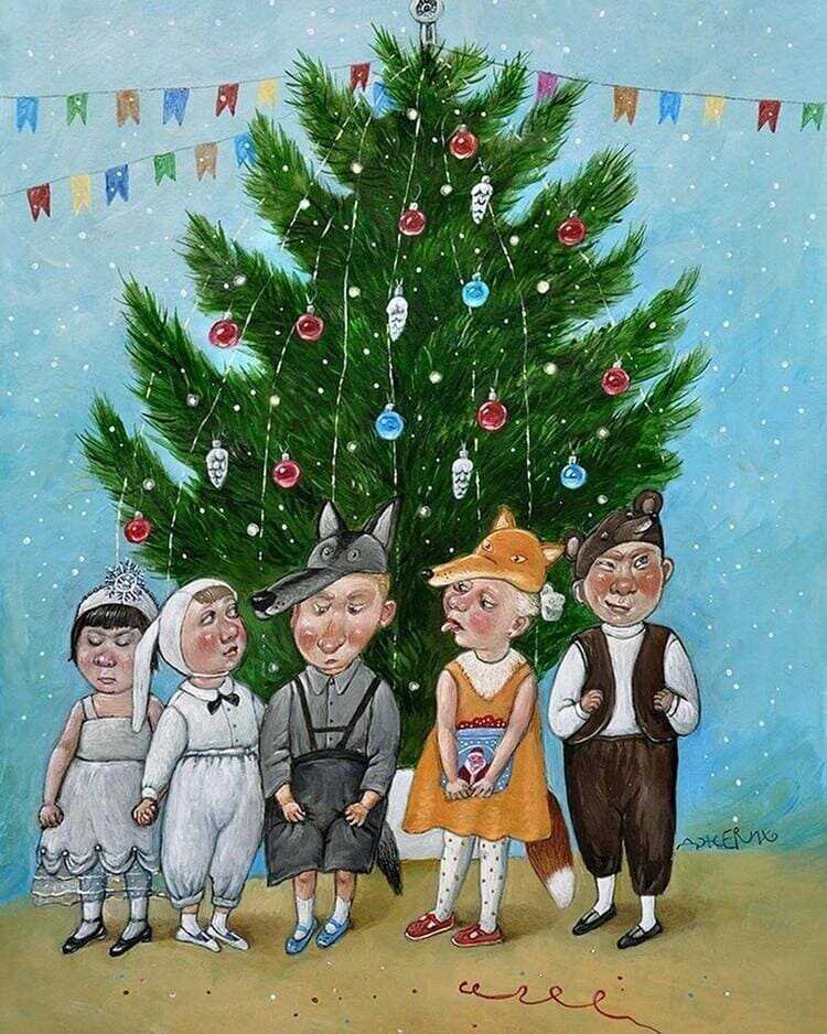 Стишок про ёлочку. Худ. А. Джерих