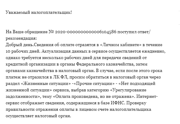 Ответ службы технической поддержки ФНС