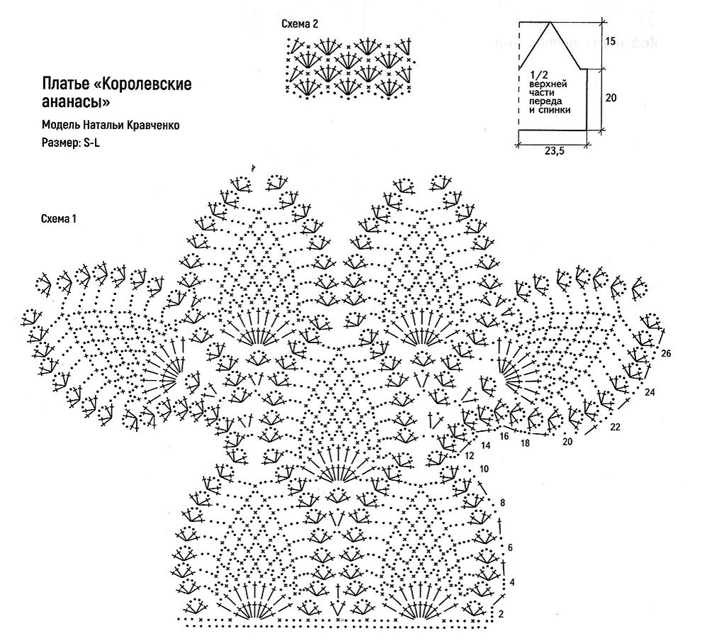 Схемы узора к платью крючком