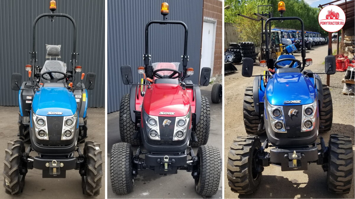 Слева направо: сельскохозяйственные, газонные, индустриальные колеса. Фото автора.