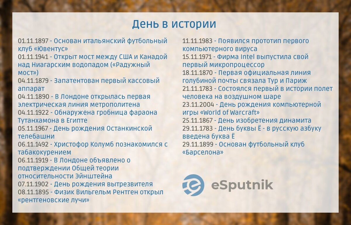 205 инфоповодов для email-рассылки в ноябре | eSputnik | Дзен