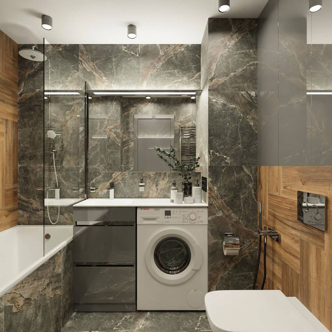 Ванная комната в экологичном стиле с керамогранитом GENESIS от KERRANOVA