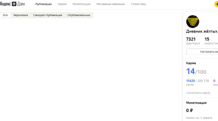 Монетизировал я свой канал ровно через неделю, но после проверки (я отправил канал на проверку после полученного ограничения за кликбейт) у меня удалили все статьи, как вы можете видеть