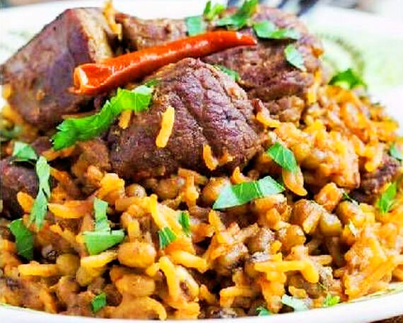 Плов из баранины с фасолью