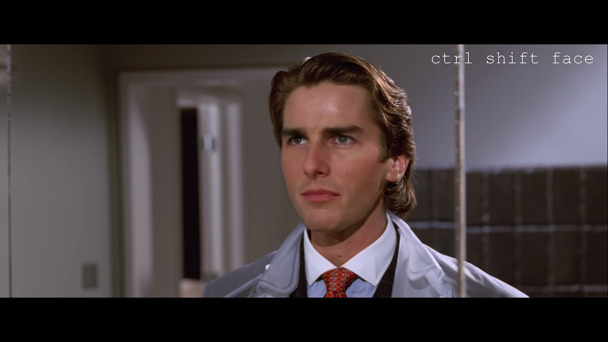 deepfake-видео канала ctrl shift face, в котором лицо Кристиана Бэйла в одной из сцен фильма было заменено лицом Тома Куза 