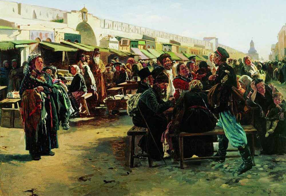 В.Е. Маковский, «В полдень», 1879, этюд для картины «Толкучий рынок в Москве», Третьяковская галерея. Фото: shnyagi.net